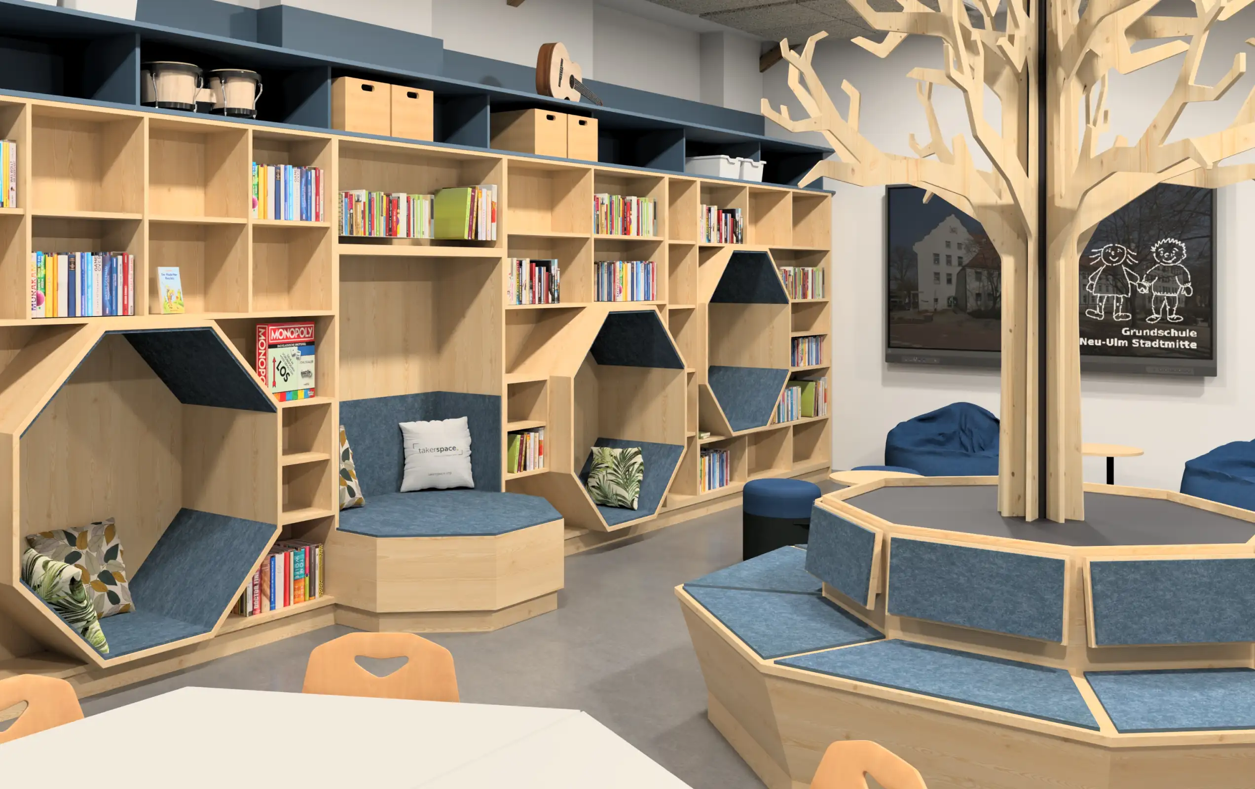 takerspace als Leseinsel in der Schulbibliothek